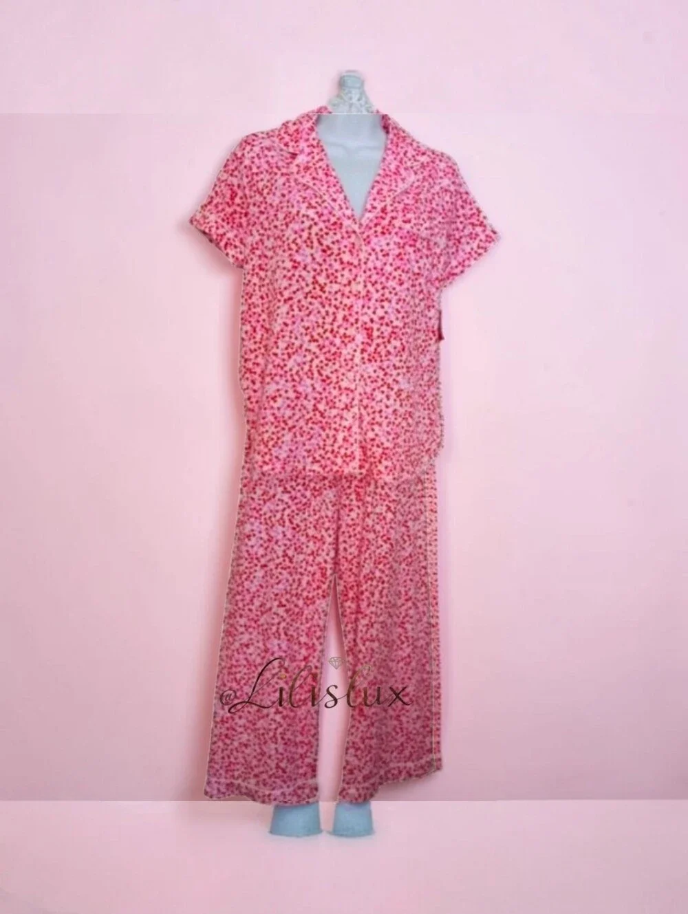 Kate Spade Mini Hearts 2pc Pajama Set Size Large White Pink And Red Modal Blend
